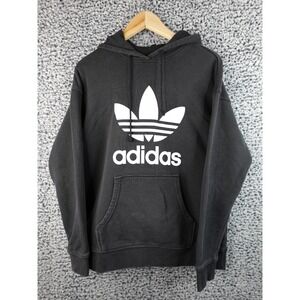 Adidas Sweater Adult M Black Hoodie Sweatshirt Pullover Trefoil‎ Logo Mens